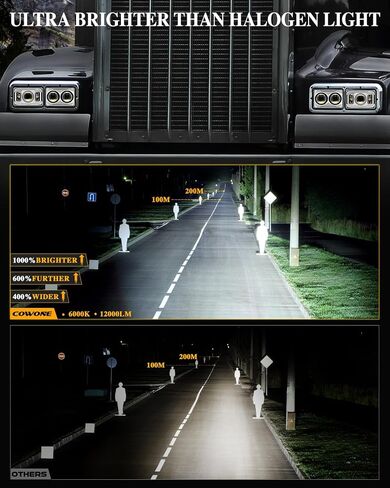 DOT 60W 4x6 LED المصابيح الأمامية [شعاع Hi/lo العلمي بشكل منفصل] بديل لـ Kenworth T800 T600 Peterbilt 379 Feightliner O-ldsmobile Cutlass H4651 H4652 H4656 H4666 H6545 أسود in Saudi Arabia