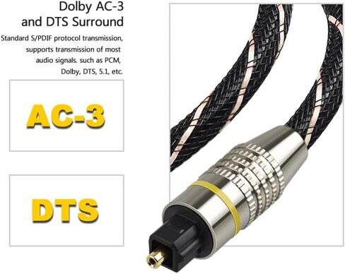 كابل صوت بصري Toslink إلى Mini Toslink - كابل ألياف بصرية رقمي S/PDIF مطلي بالذهب 24 قيراط للمسرح المنزلي وأشرطة الصوت وأجهزة التلفزيون ومكبرات الصوت وأنظمة هاي فاي (1 متر/3.28 قدم) in Kuwait