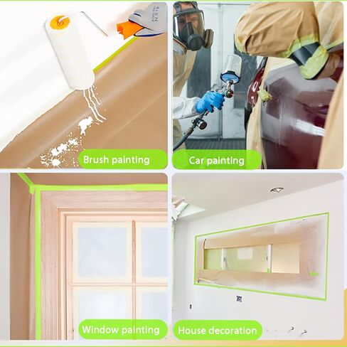Paint Masking Paper , 6 Pack Tape and Drape Painters Paper, Assorted Size Masking Paper for Painting Car and Auto Body,Floor Protection, Wall Covering(6 rolls of Masking Paper and 3 rolls of Tape) in Saudi Arabia
