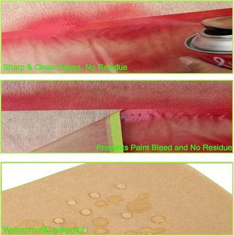 Paint Masking Paper , 6 Pack Tape and Drape Painters Paper, Assorted Size Masking Paper for Painting Car and Auto Body,Floor Protection, Wall Covering(6 rolls of Masking Paper and 3 rolls of Tape) in Saudi Arabia