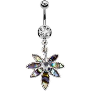 14G 7/16" Aqua Blue Marijuana leaf Belly ring