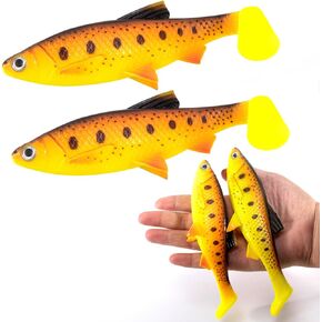 2-Pack Fishing Swimbait Soft Plastic Lures, 6.1IN Paddle Tail Swim Baits with 3D Eyes, Sinking Paddle Tail Soft Lure Bait for Big Game Fishing Halibut Salmon Pike Tarpon Catfish Bass Trout