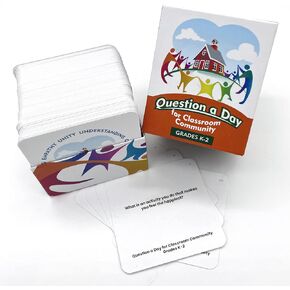 183 Question a Day Cards Elementary School | Teacher Created Morning Meeting Chips for Teachers and Students | Classroom Conversation & Writing Prompt Cards Grades K-2