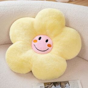 Flower Pillow Shaped Throw Pillow Smile Daisy Pillow Plant Blue Smiley Face Pillows Aesthetic Room Floor Cushion Decor for Teen Girls Sofa Bedroom Kids' Throw Pillows 17"