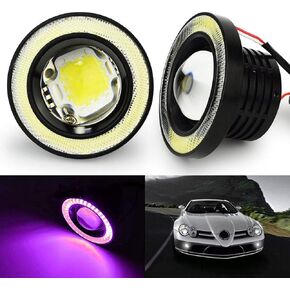 SOCAL-LED Lighting Green 3.5" Round COB LED Fog Light Bulbs Angel Eye Projector Lamp High Power Bright DRL Halo Ring, Pack of 2