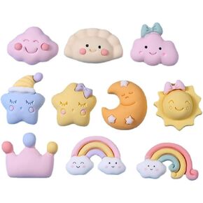 50 Piece Mix Moon Star Rainbow Slime Charms Set Candy Flatback Cabochons Making Resin Jewery Making Charms Embellishments Flatback Resin Charms for DIY Cell Phone Case Hair Clip Scrapbooking Craft