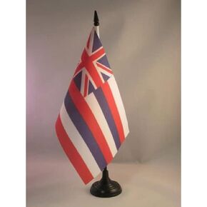 AZ FLAG Hawaii Table Flag 5'' x 8'' - US State of Hawaii Desk Flag 21 x 14 cm - Black Plastic Stick and Base