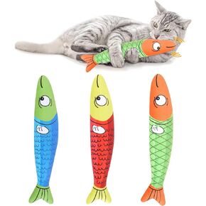 3PCS Catnip Toy, Bite Resistant Cat Toys Fish with Bell Inside, Interactive Kitten Exercise Kicker Toys for Indoor Cats