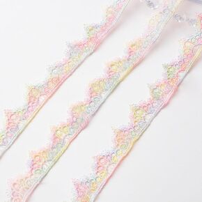 Rainbow Color Lace Trim, 10 Yards Trim Ribbon Embroidery Lace Colorful for Sewing, Gift Wrapping, DIY Crafts, Wedding Decorations, Hair Bow Making