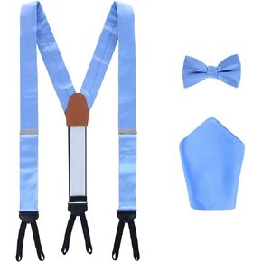 Trafalgar Sutton Solid Color Silk Brace Bow Tie & Pocket Square Combo