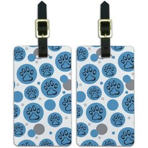 Graphics & More Luggage Suitcase Carry-on Id Tags-Paw Print Artsy Cat Dog-Blue, White