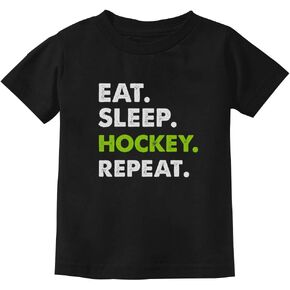 تي شيرت Eat Sleep Hockey Repeat هدية للاعبين الأولاد والشباب والأطفال