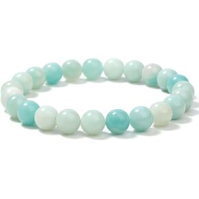 Handmade Stretch Protection Bracelet for Women Men, 8MM(0.31") Natural Polished Beads Healing Crystals Quartz, Unisex Yoga Beaded Stone Bracelets for Gifts