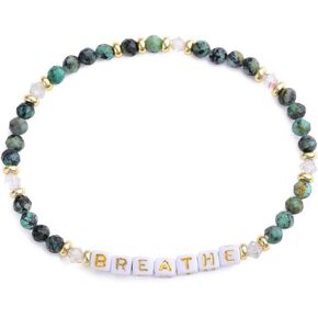 UEUC Motivational Bracelet for Women, Letter Beads Encouragement Crystal Stretch Bracelets, 4mm Stone Inspirational Jewelry Gifts with Meaning Card