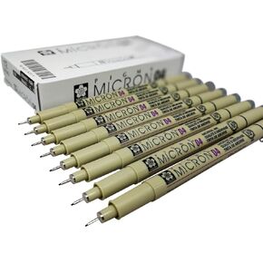 Sakura Micron Pigma Ink drawing pens for manga drawing, scrapbooking supplies - 8 artist pens - 8 pack (04, 8 pct set, black)