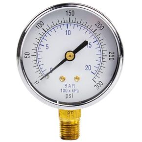 PIC Gauge 101D-254CD 2.5" Dial, 30/0/60 psi Range, 1/4" Male NPT Connection Size, Bottom Mount Dry Pressure Gauge with a Black Steel Case, Brass Internals, Chrome Bezel, and Plastic Lens