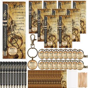 Spakon 30 Sets Music Theme Appreciation Gifts Inspirational Musical Pens Keychains and Bookmarks for Choir Students Teachers Musician Graduation Party Favors Marching Band Lovers