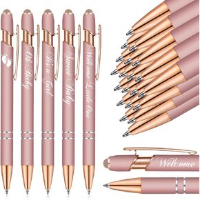 Jspupifip 50 Pcs Baby Shower Pens with Stylus Tip Metal Retractable Baby Shower Pens Girls Black Ink Baby Pens Bulk It's a Girl Pens for Baby Shower Favors Guests School Supply (Rose Gold)