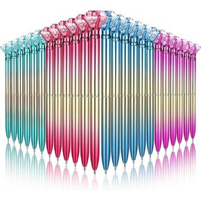 24 Pieces Big Crystal Diamond Pens Bling Ballpoint Pen Black Ink Rhinestones Pen for School Office Supplies Christmas Wedding Birthday Present, 4 Colors(Glitter Style)