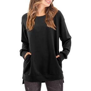 Florboom Sweatshirt for Women Fall Long Sleeve Tunic Tops Casual Round Neck Shirt with Pockets