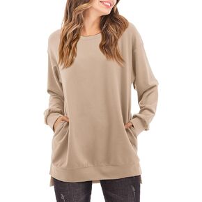 Florboom Sweatshirt for Women Fall Long Sleeve Tunic Tops Casual Round Neck Shirt with Pockets
