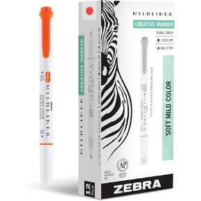 Zebra Pen Mildliner Double-Ended Highlighter Marker Set, Broad and Fine Point Tips, Ideal for Bible Highlighting, No Bleed, Mild Pink Ink, 12-Pack (78170upc)