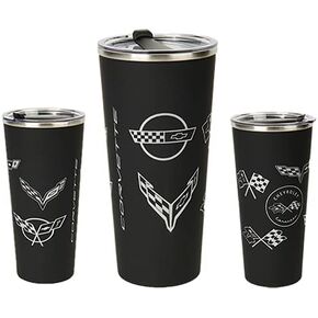 C1-C8 Corvette Generations Stainless Steel Tumbler Mug - Travel Coffee Cup (White)