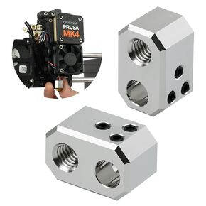 قطعتان من كتلة الألومنيوم Hotend Heaterblock لـ Prusa i3 MK4 Nextruder Heaterblock كتلة تسخين بدرجة حرارة عالية لـ MK4 MK3.9 XL استبدال ملحقات الطابعة ثلاثية الأبعاد جزء الطارد