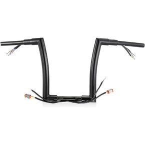 MoKitDora Sportster Dyna Softail مقود سلكي مسبقًا 12 بوصة قضبان ارتفاع 1-1/2 بوصة دهون 1 بوصة مشبك Ape Hanger لـ 1996-2006 Harley XL Road King FLHR (باستثناء Softail Springer)، أسود in Saudi Arabia