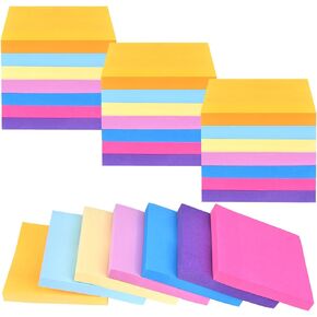 12 Pack Sticky Notes 3"x3" Bright Colors Self-Stick Note Pads, 6 Colors Bulk Sticky Memo Pad for School, Office, Meeting
