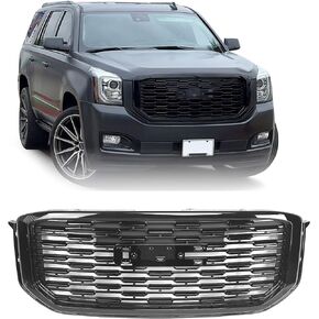 Front Bumper Grille Grill Compatible with GMC Yukon/Yukon XL 2015-2020 Replacement Glossy Black Denali Style GM1200702 84119634 84722260