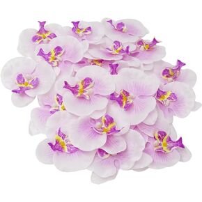 Honbay 20PCS Fabric Butterfly Orchid Flower Heads Artificial Fake Flowers Heads for Crafts Home Wedding Decoration