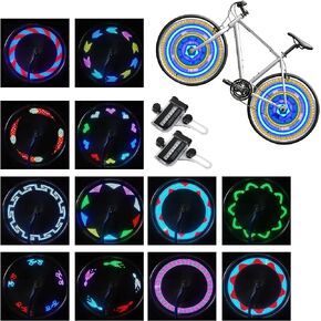 Bike Wheel Lights (2 Pack) - LED Waterproof Bicycle Spoke Tire Light with 32-LED and 32pcs Changes Patterns Bicycle Rim Lights for Mountain Bike/Road Bikes/BMX Bike/Hybrid Bike