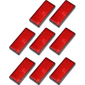 X AUTOHAUX 8 Pcs Rectangular Stick-on Safety Spoke Reflective Self Adhesive Reflector for Gate Posts Cars Trailer Motorcycle Trucks Boat Bicycle Bike Red
