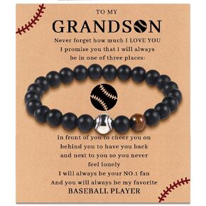 Baseball Basketball Soccer Bracelet Gifts for Son/Grandson/Coach, Bracelet Gifts for Teen Boys, Birthday Graduation Gifts for Son Grandson Coach (Baseball, Gifts for Grandson)
