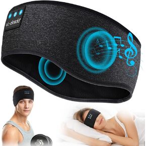 LC-dolida Sleep Headphones Bluetooth Headband Music Band Wireless Cozy Headband Headphones with Thin HD Stereo Speakers Perfect for Side Sleepers, Sport, Yoga, Travel (Classic Black)
