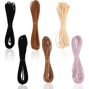 6 Rolls 5.6 Yard X 2.4MM Leather String Suede Cord Leather Cords Rope String for Jewelry Making Bracelet Necklace Jewelry Making Lanyards DIY Crafts (5 Colors,2.4mm x 5.6 Yard)