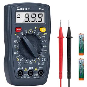 Multimeter Tester 2000 Counts Digital Multimeter with DC AC Voltmeter and Ohm Volt Amp Meter ; Measures Voltage, Current, Resistance; Tests Live Wire, Continuity (Anti-Burn with Double Fuses)