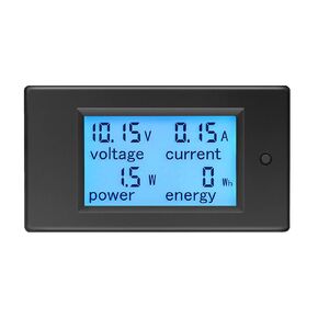 Amp Volt Watt Kwh Meter Tester Panel Digital 4 in 1 Ammeter Voltmeter Multimeter 12V DC 6.5-100V 20A, Voltage Current Power Energy Usage Monitor LCD Display Car Motorbike Solar