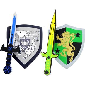 PowerTRC Sword and Shield Play Set | Unique Sword and Shield Design | Foam Weapons | Pretend Play Weapons | Kids Play Knights | White Eagle and Golden Lion Shield