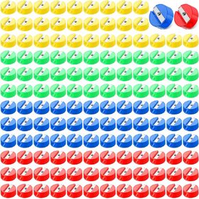 Fainne 800 Pcs Pencil Sharpeners Pocket Sized Manual Pencil Sharpener Round Handheld Crayon Shape Assorted Colored for Party Favors, First Day of School Classroom Prizes and School Supplies