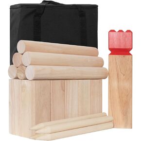 مجموعة ألعاب PetGirl Kubb، Kubb Yard، لعبة ساحة الفايكنج في الفناء الخلفي مع حقيبة حمل، مجموعة ألعاب الحديقة الخشبية المطاطية الخارجية للمراهقين والبالغين والأسرة