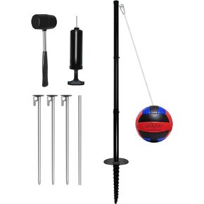 Portable Tetherball Set with Tetherball Ball, Rope and Pole, Heavy Duty Tetherball Pole Set for Family Fun, Outdoor Game Fun for Adults Backyard, Lawn, Sand and Beach