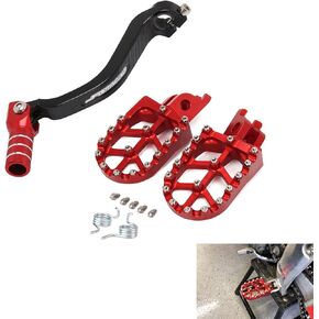 JFG RACING Motorcycle Foot Pegs Footpegs Pedal + Gear Shift Lever Shifter Bundles for CRF250R 2010-2017 Dirt Bike, RED