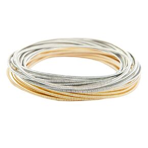 Bracelet Stack 24pc - Guitar String Bracelets - Set of 24 (12 Silver, 12 Gold)