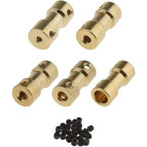 5Pcs Brass Shaft Coupling Sleeve Coupler Motor Transmission Connectors with Grub Screws 2-3mm 2-4mm 4-4mm 4-6mm 6-6mm