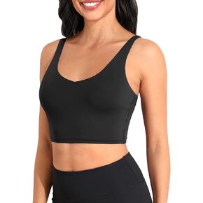 Aqua Eve Women Crop Bikini Top Only Long Line Sport Swim Top Modest Swimsuit Top