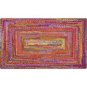 RAJRANG Reversible Chindi Rag Rug 2x3 ft Cotton Handmade Braided Mat Multicolor Boho Accent Area Rugs