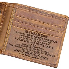 هدايا عيد ميلاد الأب للرجال، محفظة من الأب إلى الابن، هدايا التخرج للابن من الأب بابا، أفكار هدايا للرجال، محافظ للرجال، محافظ جلدية للرجال، محافظ جلدية للرجال، محفظة ثنائية الطي in Kuwait