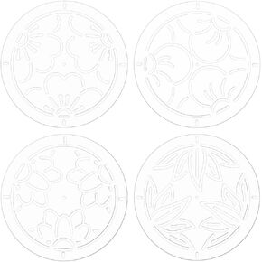 BENECREAT 4Pcs Acrylic Sashiko Stencil, 4.5inch Flower Acrylic Embroidery Tool Drawing Line Template for Hand Quilting and Embroidery, 2mm Thick